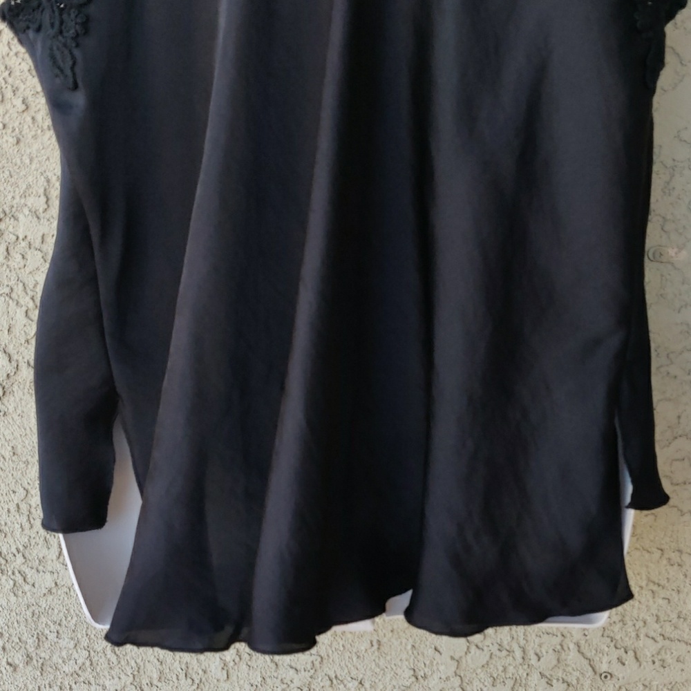 Free people intimately black silk crochet blouse - Picture 7 of 8